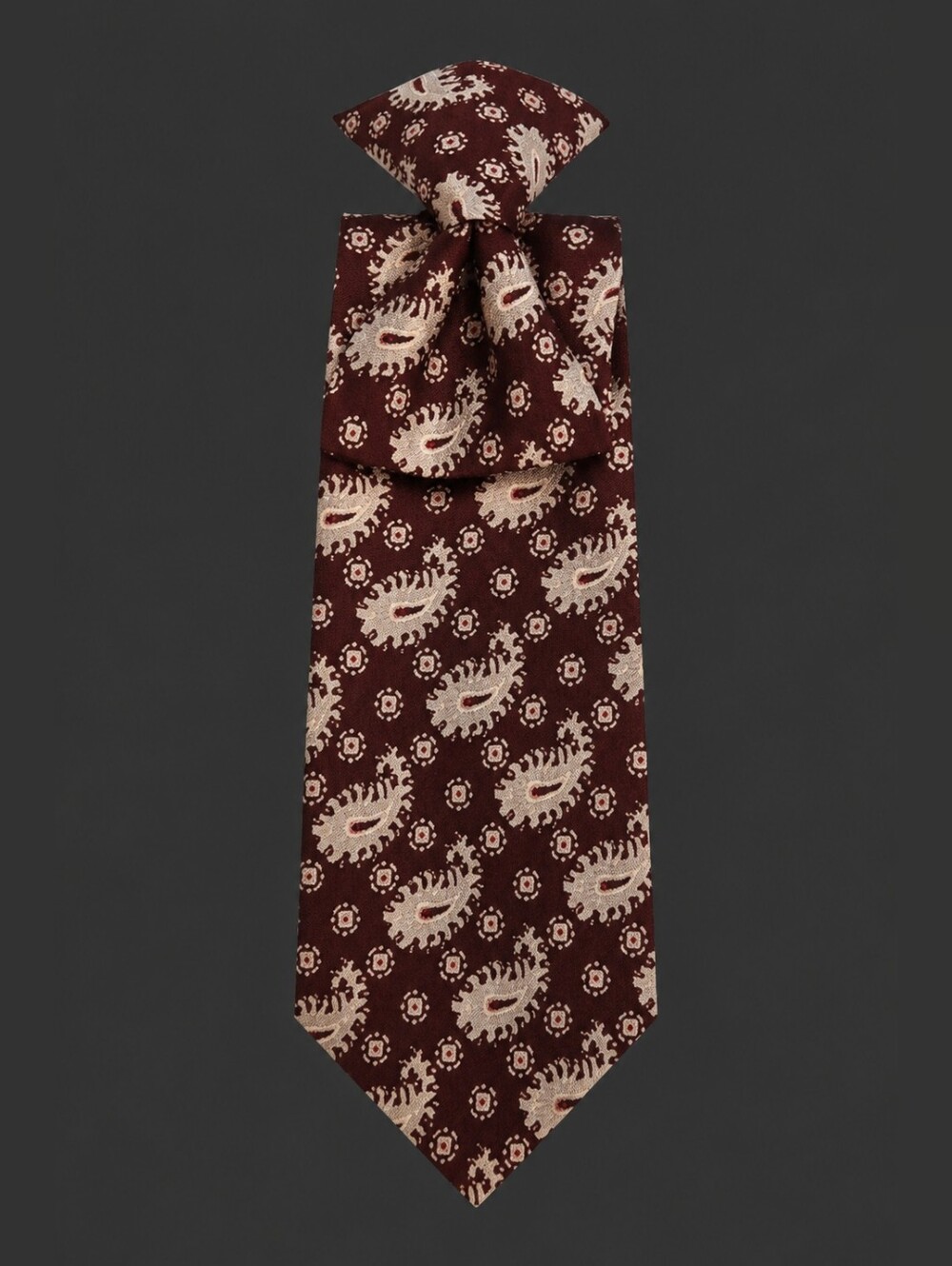 Vintage TITCHE'S Man Shop Dallas Maroon Paisley Men's Clip-on Tie